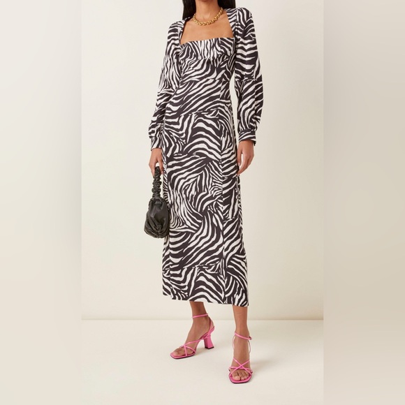 Mara RIXO Zebra 🦓🦓 beautiful printed NWT Midi Dress - Size XXS - Picture 2 of 7